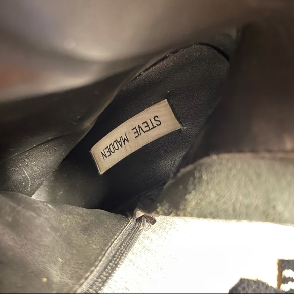 Steve Madden black leather stiletto heeled zip up boots size 7.5 - Picture 9 of 11